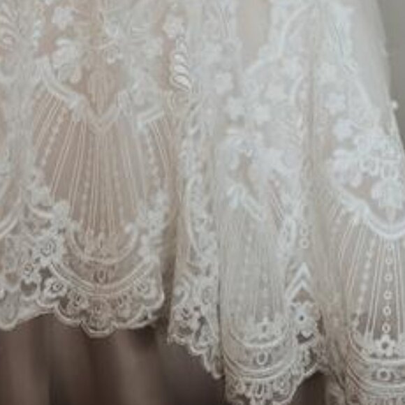 Mermaid Lace-Back Ivory Wedding Dress, BLING Shoulders, Fitted Sexy Fit & Flare - Picture 12 of 12